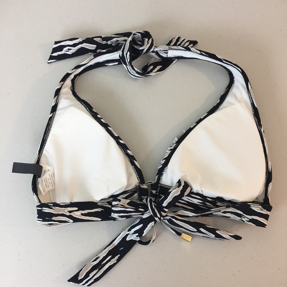 Ruffle trim halter ties bikini top S - Picture 2 of 6
